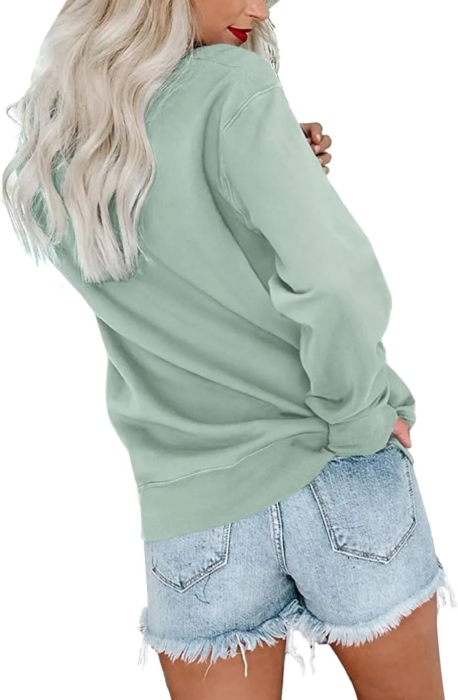 OPOIPIN Women's Fall Long Sleeve Crew Neck Sweatshirt Pullover Top with Pocket