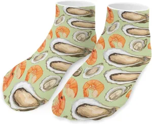 Oyster And Shrimp Unisex Ankle Socks Low Cut Funny Print Athletic No Show Stocking
