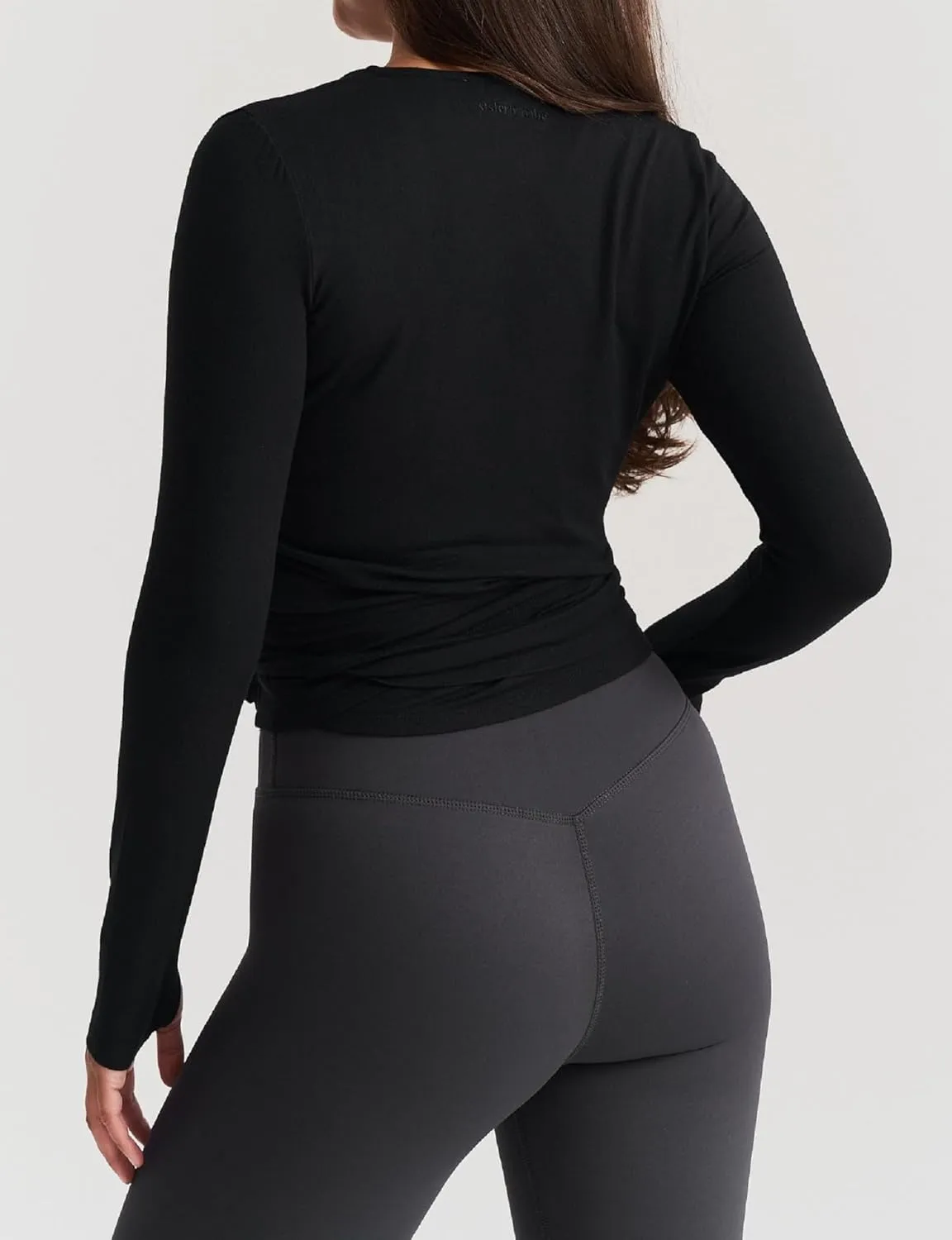 Pilates Ballet Wrap Tops for Women Y2K Long Sleeve Tie Front Yoga Shirts Slim Fit V Neck Bandage Workout Tops