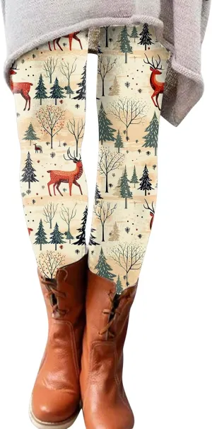 Plus Size Leggings Length Fashion Soft Daily Vacation Deep Green Gray Green All Seasons Warm Leggings for Women
