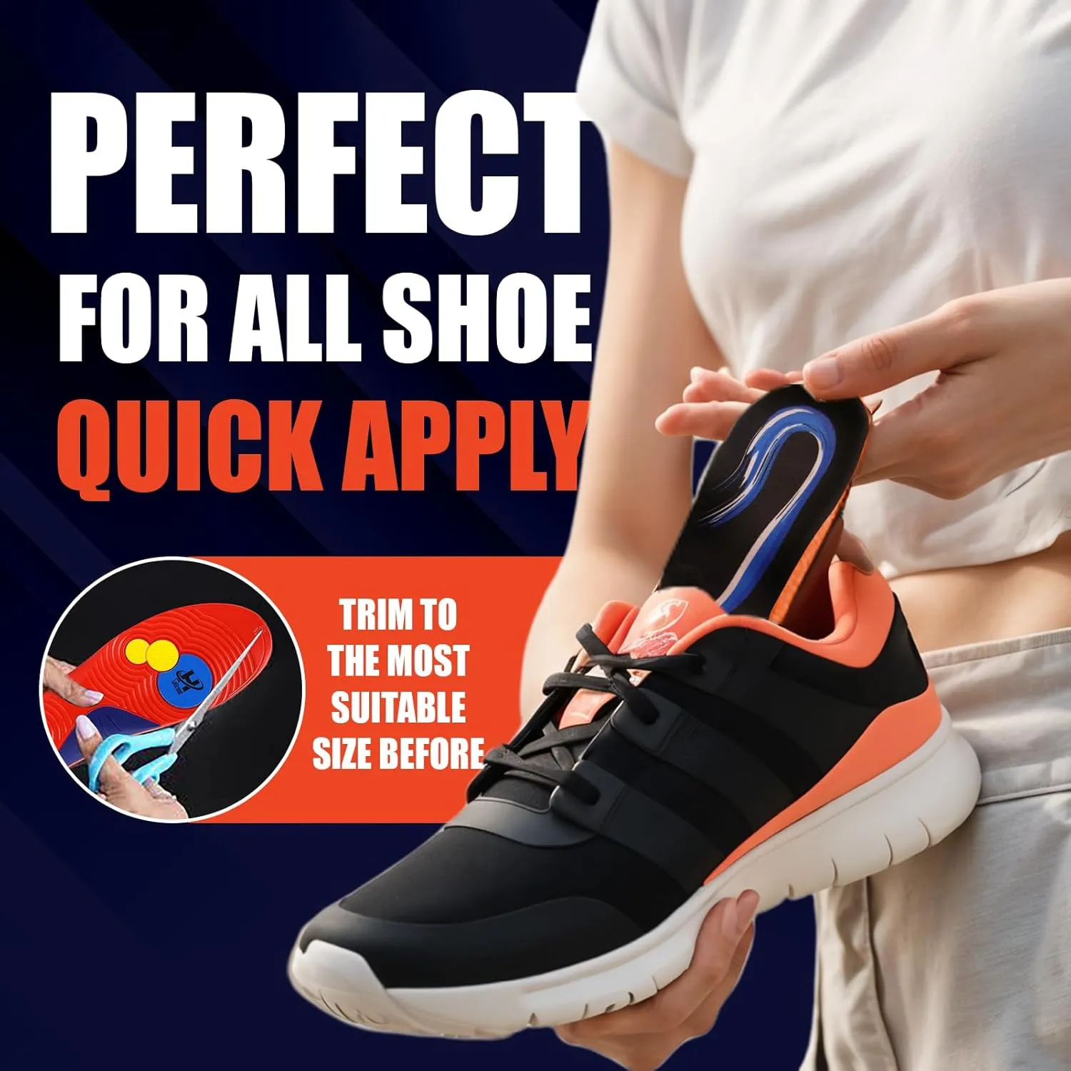 Premium Men Women Shoe Plantar Fasciitis Insoles, Steppers, Orthotics Insert All Day Comfort, Maximum Cushioning, Pronation Shock Absorption, Enhanced Arch Support (Women 9, Men 11)