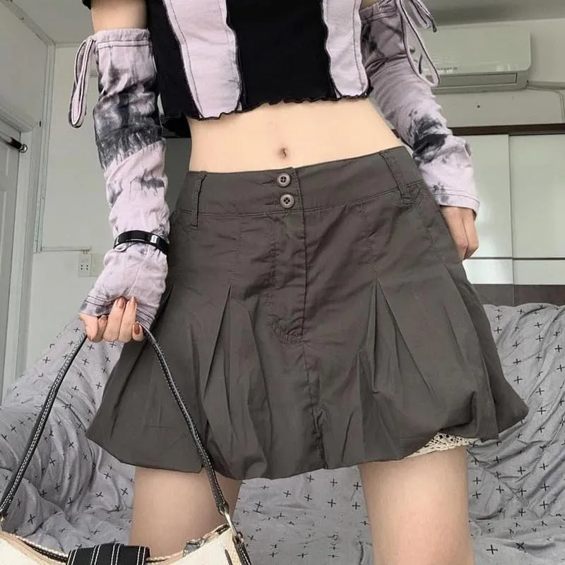 Preppy Mini Skirts for Women Y2k Skirt Coquette Low Rise Pleated Skirt Dark Academia Cargo Mini Skirt Preppy Clothes
