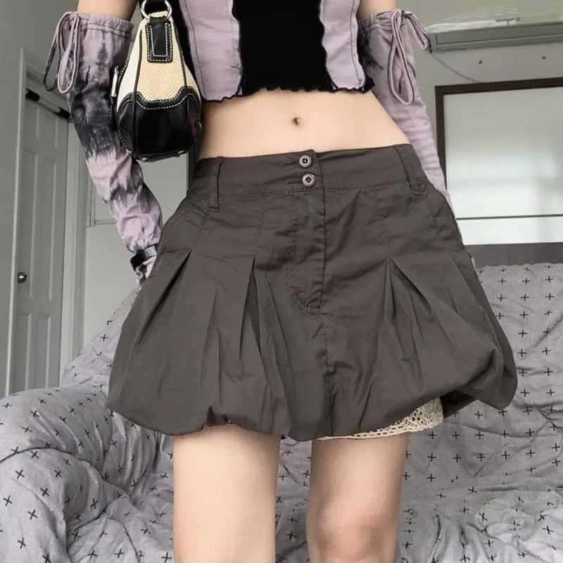 Preppy Mini Skirts for Women Y2k Skirt Coquette Low Rise Pleated Skirt Dark Academia Cargo Mini Skirt Preppy Clothes