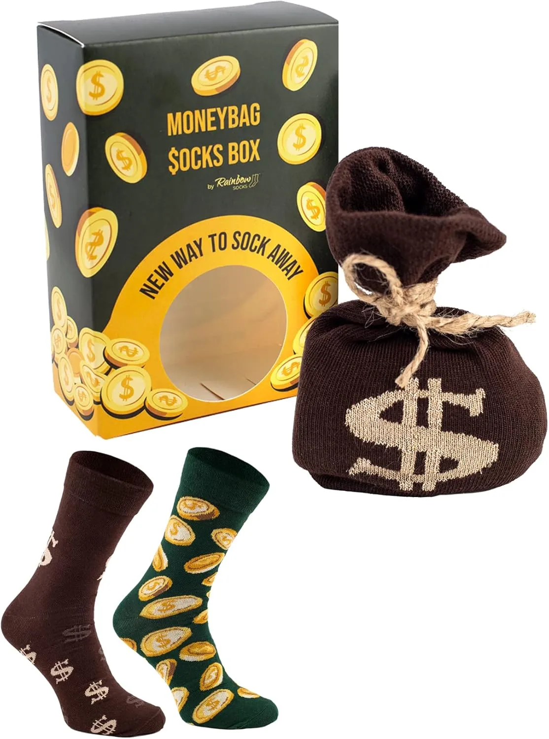 Rainbow Socks - Men Women Funny Moneybag Socks in a Box - 1 Pair