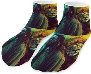 Rasta Lion Jamaican Unisex Ankle Socks Low Cut Funny Print Athletic No Show Stocking