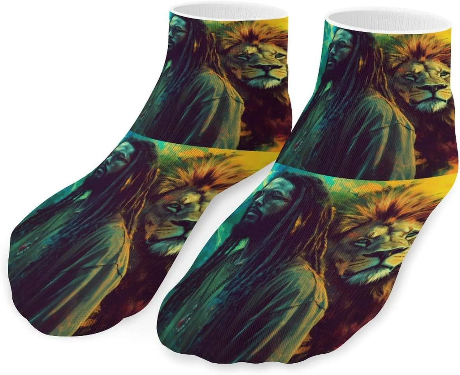Rasta Lion Jamaican Unisex Ankle Socks Low Cut Funny Print Athletic No Show Stocking
