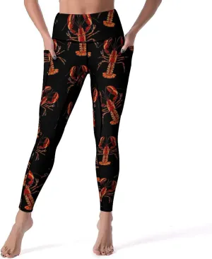 Red Lobster Women's Yoga Pants Leggings with Pockets High Waist Compression Workout Pants