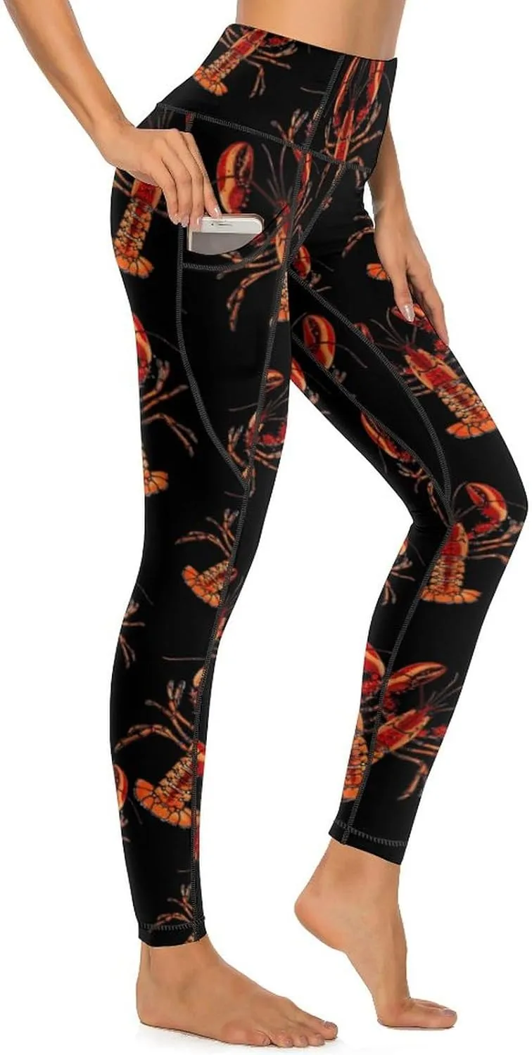 Red Lobster Women's Yoga Pants Leggings with Pockets High Waist Compression Workout Pants