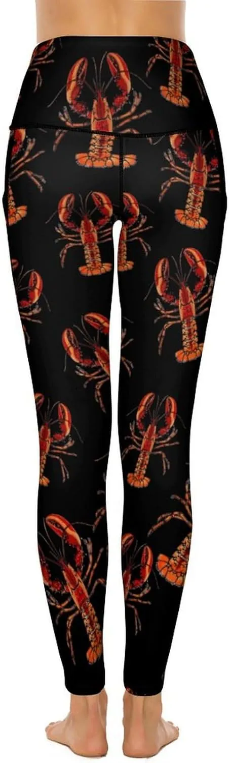 Red Lobster Women's Yoga Pants Leggings with Pockets High Waist Compression Workout Pants