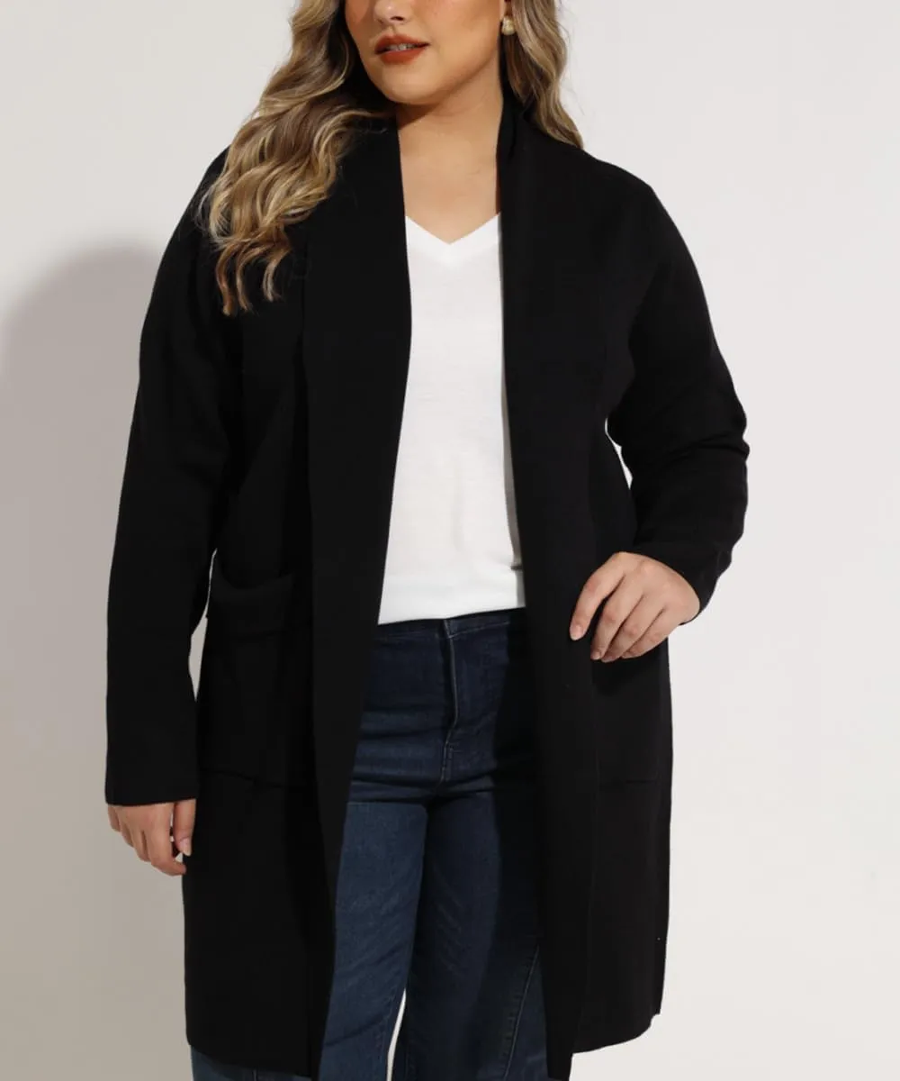 RITERA Plus Size Cardigan Sweaters for Women Long Sleeve Open Front Lapel Collar Jacket Pocket Winter Coatigan XL-5XL