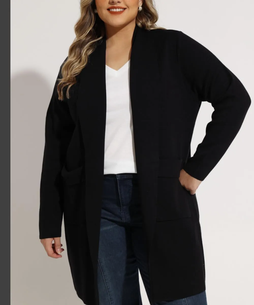 RITERA Plus Size Cardigan Sweaters for Women Long Sleeve Open Front Lapel Collar Jacket Pocket Winter Coatigan XL-5XL
