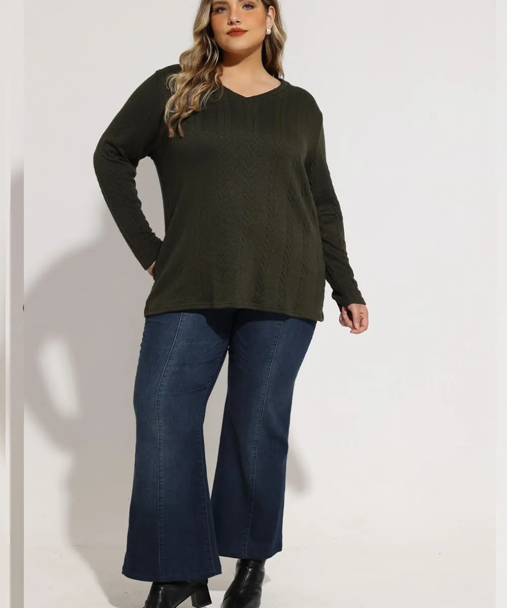 RITERA Plus Size Sweaters for Women Long Sleeve V Neck Cable Sweatershirts Fall Pullover Knitted Tops Oversize XL-5XL 14W-28W