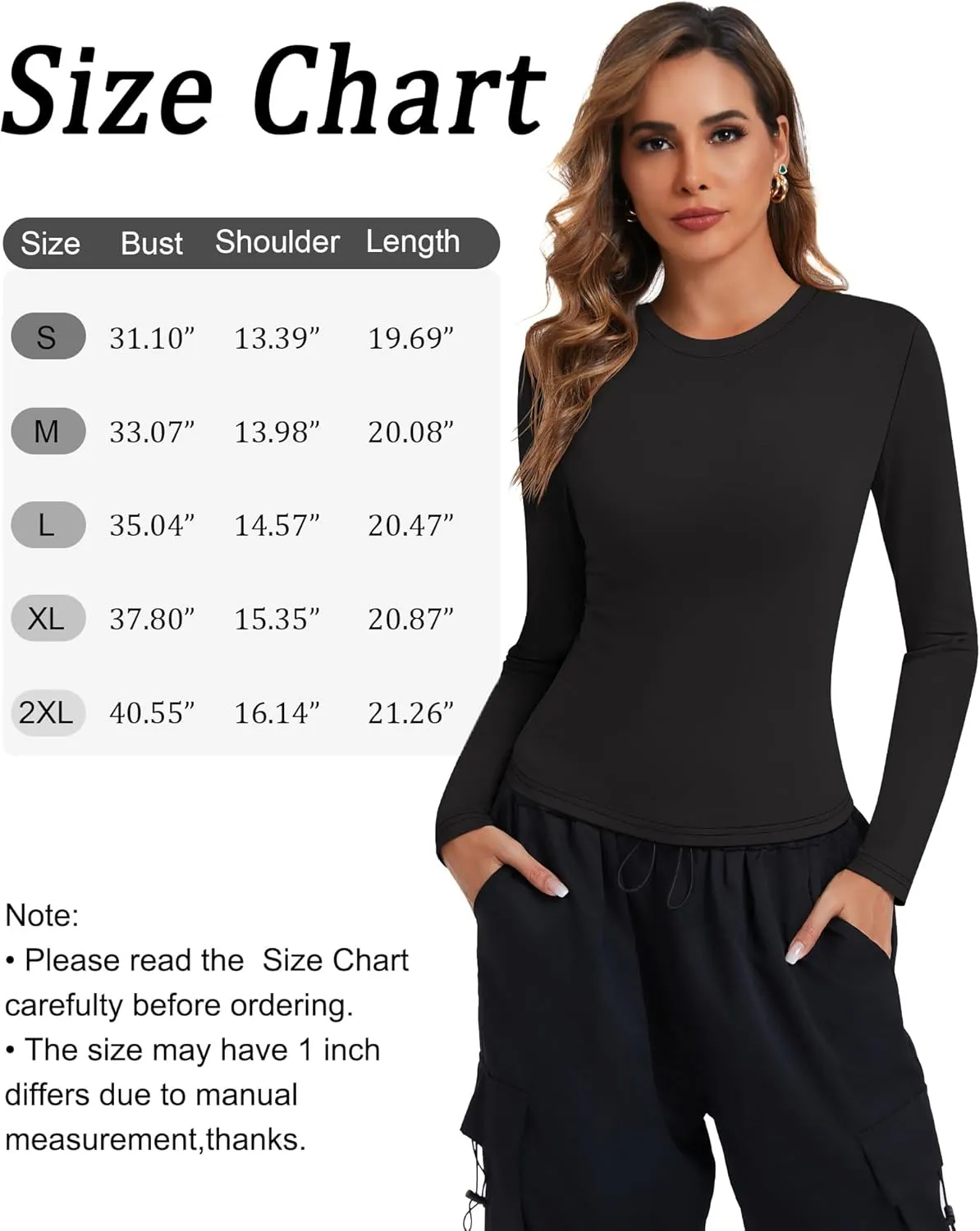 Riyiper 3 Pack Women's Long Sleeve Crop Tops Y2k Slim Fit Square Crew V Neck Shirts Casual Basics Layering