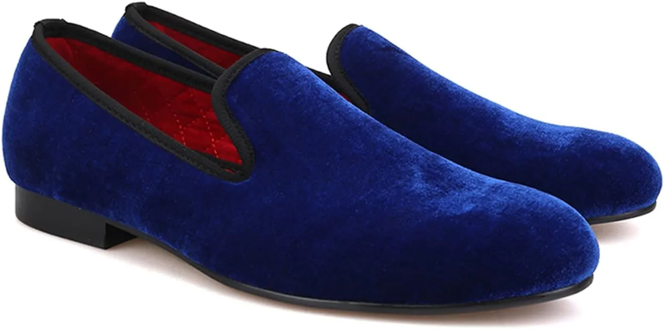 Santimon Mens Loafers Slip On Wedding Dress Velvet Penny Loafers Fashion Tuxedo Casual Business Luxury Suede Shoes Prom Smoking Party Disco Moccasins for Men