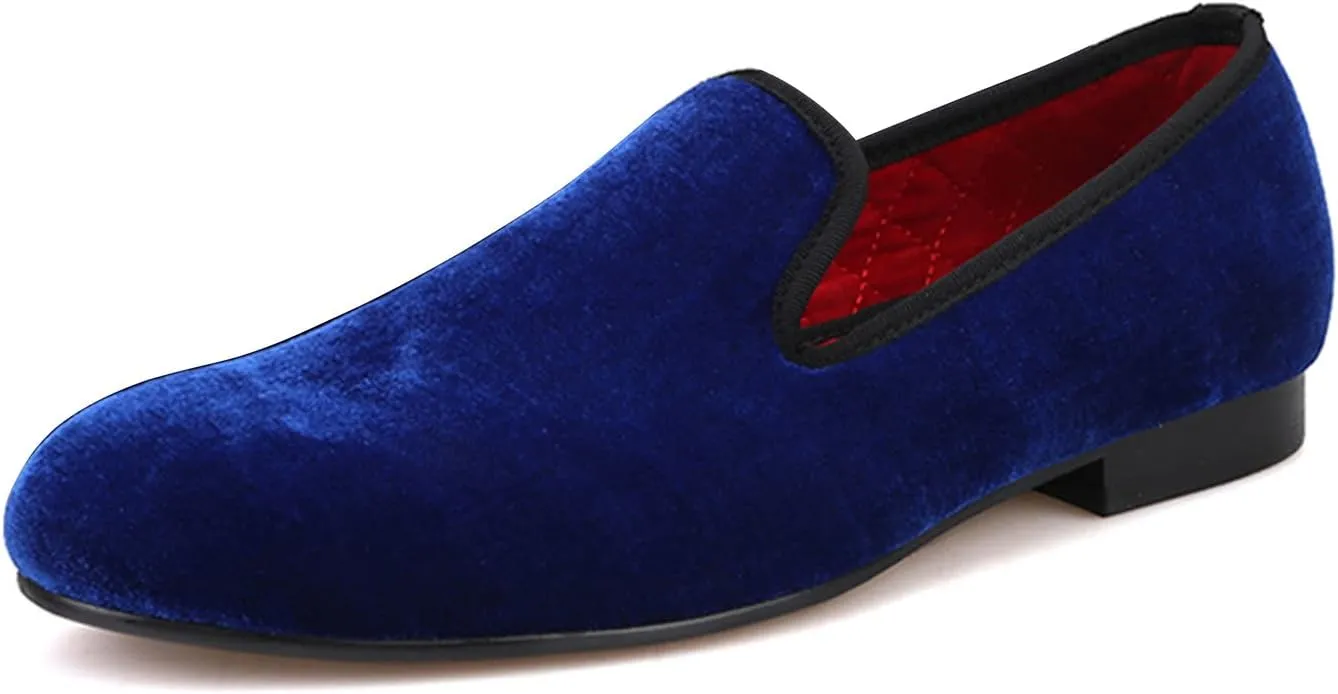 Santimon Mens Loafers Slip On Wedding Dress Velvet Penny Loafers Fashion Tuxedo Casual Business Luxury Suede Shoes Prom Smoking Party Disco Moccasins for Men