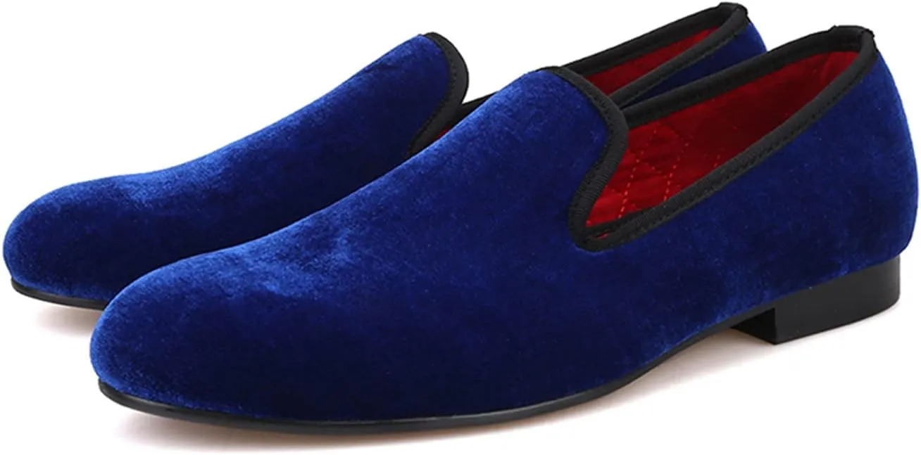 Santimon Mens Loafers Slip On Wedding Dress Velvet Penny Loafers Fashion Tuxedo Casual Business Luxury Suede Shoes Prom Smoking Party Disco Moccasins for Men