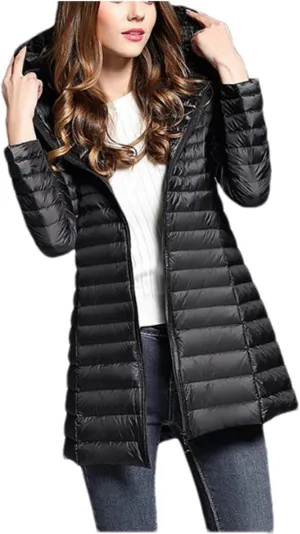 SaoBiiu Women Lightweight Long Parkas Duck Down Coat Female Long Puffer Jacket Overcoat Outerwear