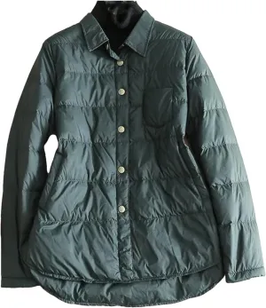 SaoBiiu Women Ultra Light Down Short Jacket Vintage Puffer Parkas Shirt Collar Coat Irregular Loose Outwear