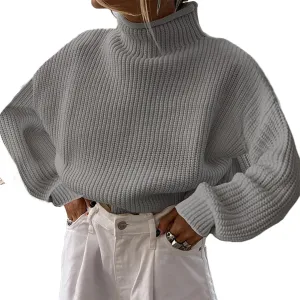 Sastianaen Women's Turtleneck Oversized Sweaters Long Sleeve Solid Pullover Loose Casual Chunky Knit Jumper