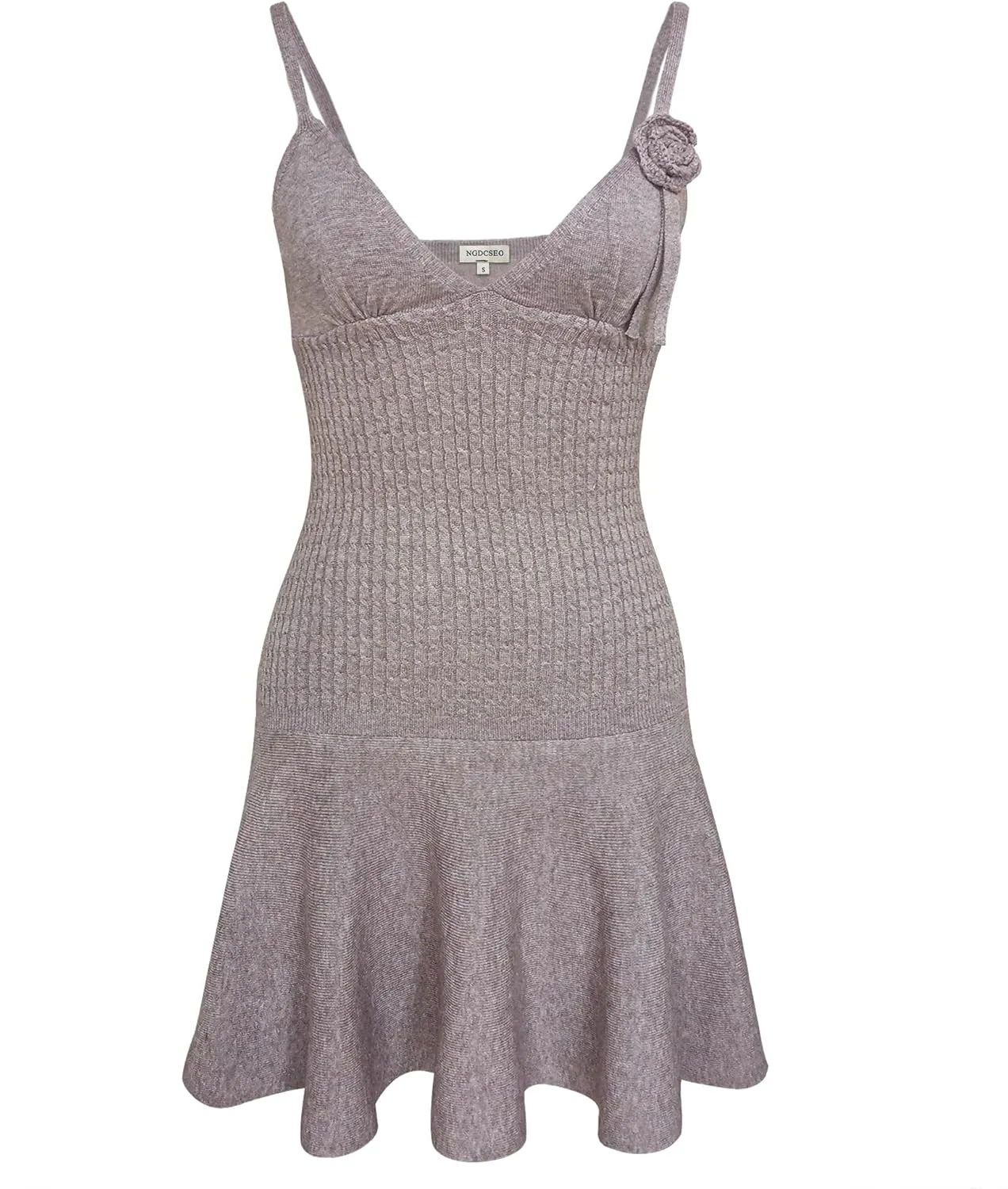 Sexy Sling Dress for Women V-Neck Backless Flower Knit Pleated Beach Casual Vacation Party Mini Dresses