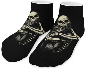 Skeleton Hugging Cat Unisex Ankle Socks Low Cut Funny Print Athletic No Show Stocking