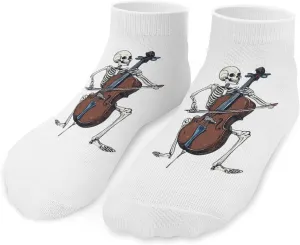 Skeleton Playing Cello Unisex Ankle Socks Low Cut Funny Print Athletic No Show Stocking