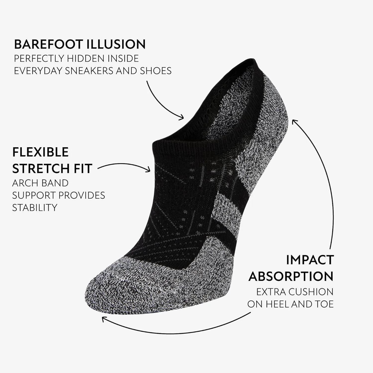 Sof Sole Women's Performance Bamboo Invisible Liner No-Show Sock, (6 Pairs)