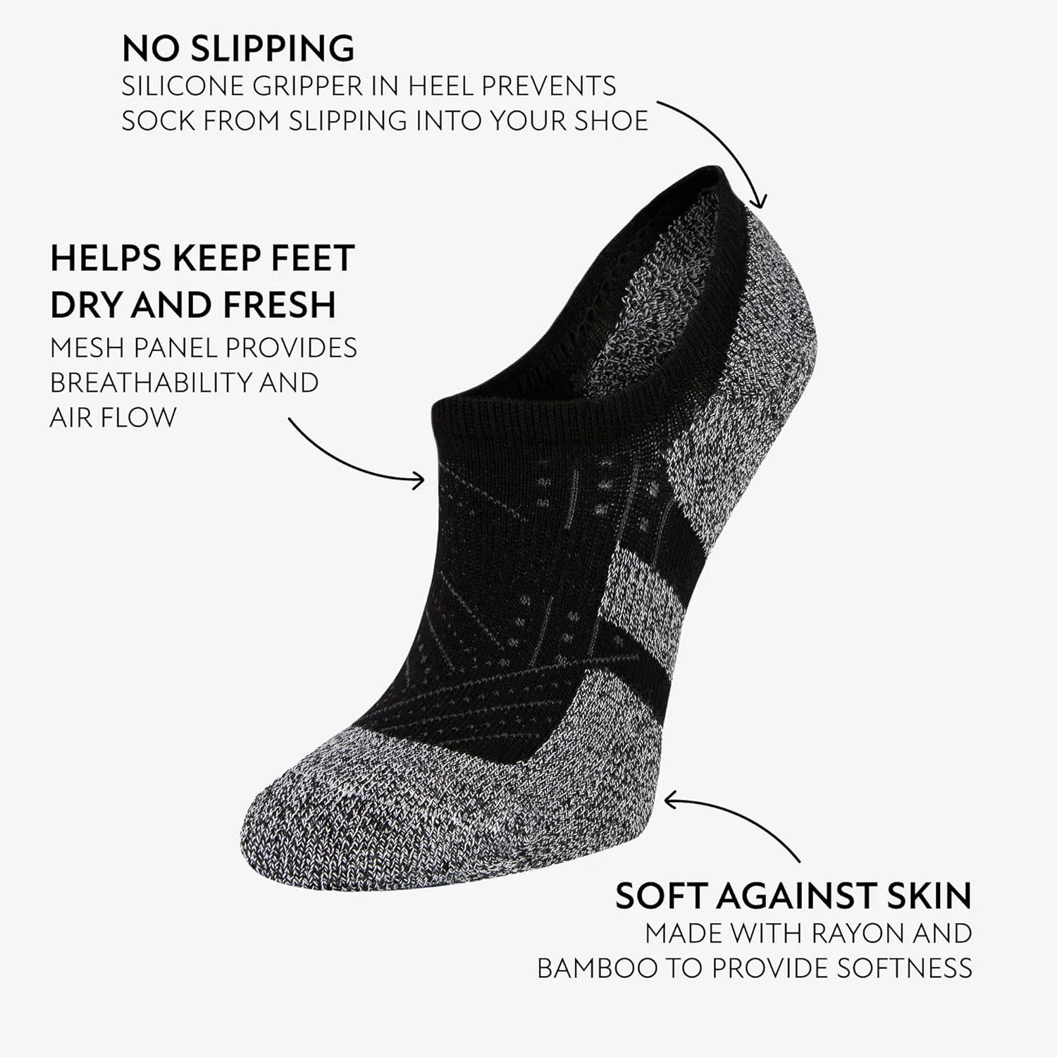 Sof Sole Women's Performance Bamboo Invisible Liner No-Show Sock, (6 Pairs)