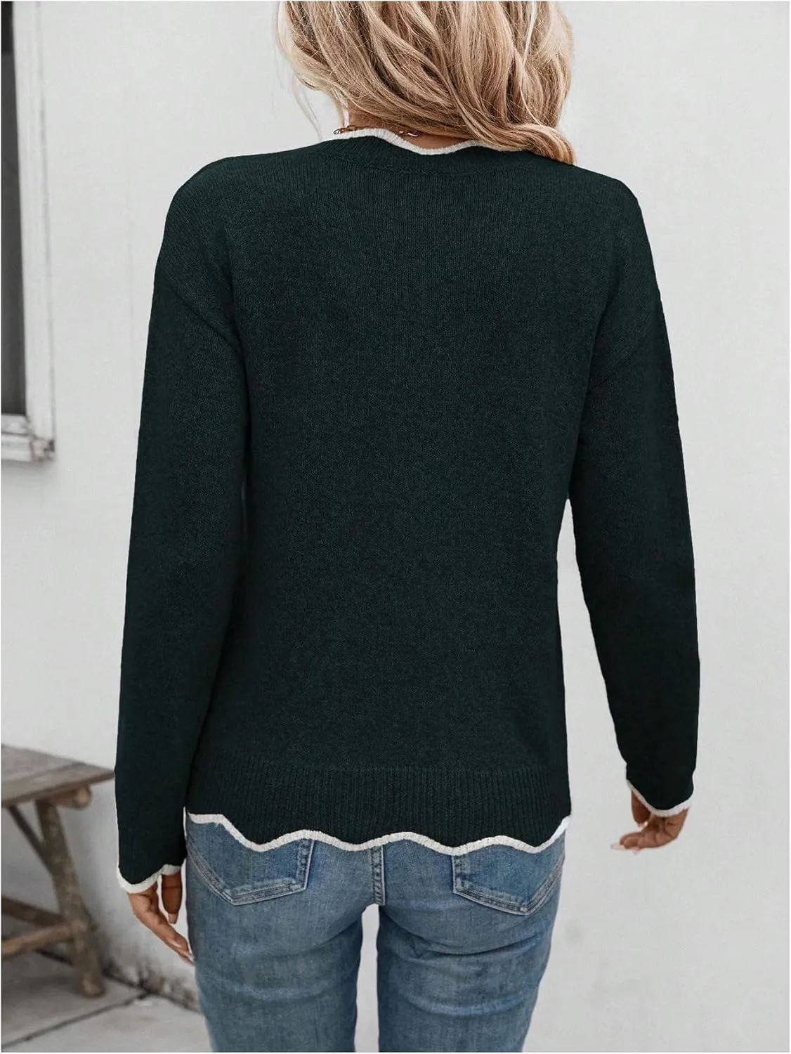 SOLY HUX Women's Long Sleeve Sweaters V Neck Knitted Sweater Tops Loose Jumper Pullover Fall Outfits