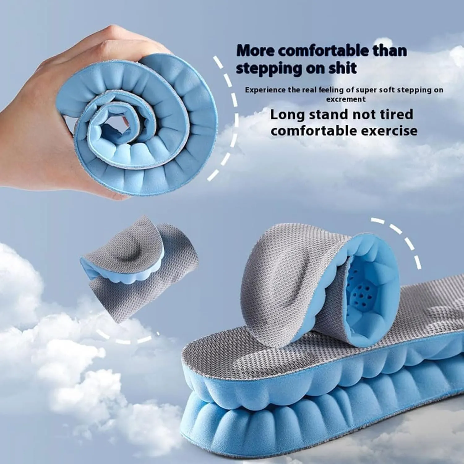 Steppers Insoles for Men Women, 2025 New Steppers Massage Insoles, Cloud Insoles, Steppers Shoe Inserts Memory Foam Insoles with Arch Support (1 Pair-Black,Men 11.5-12.5/Women 13-14)