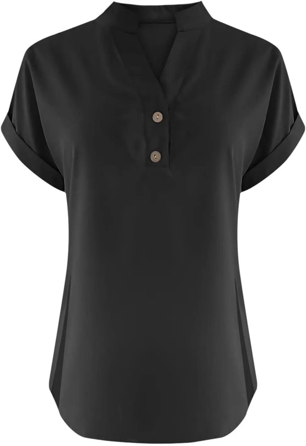 Summer Cotton Linen Shirts for Women 2025 Button Down Short Sleeve V Neck Shirts Solid Color Comfy Blouses Tunic Tops