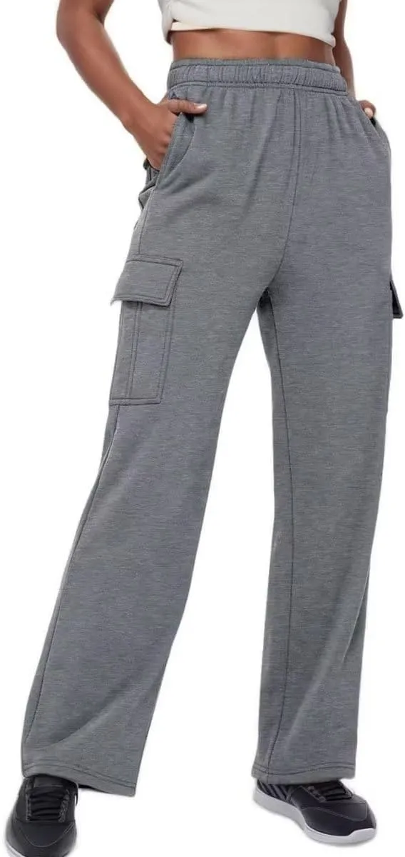 Sweat Pants for Womens Soft Wide Leg Pants Warm High Waisted Yoga Joggers Fashion Y2K Lounge Trousers with Pockets