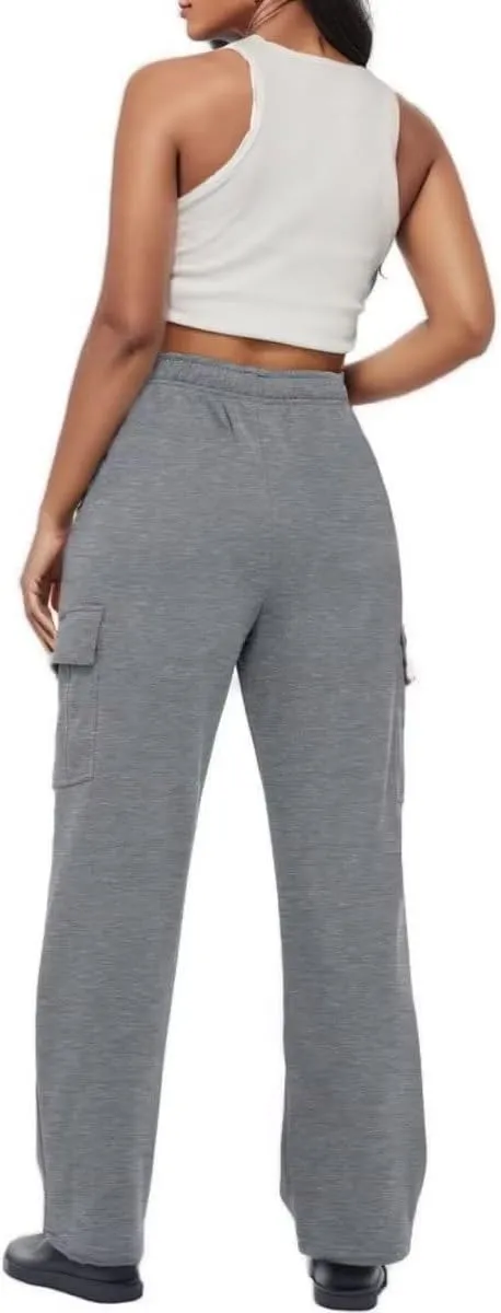 Sweat Pants for Womens Soft Wide Leg Pants Warm High Waisted Yoga Joggers Fashion Y2K Lounge Trousers with Pockets