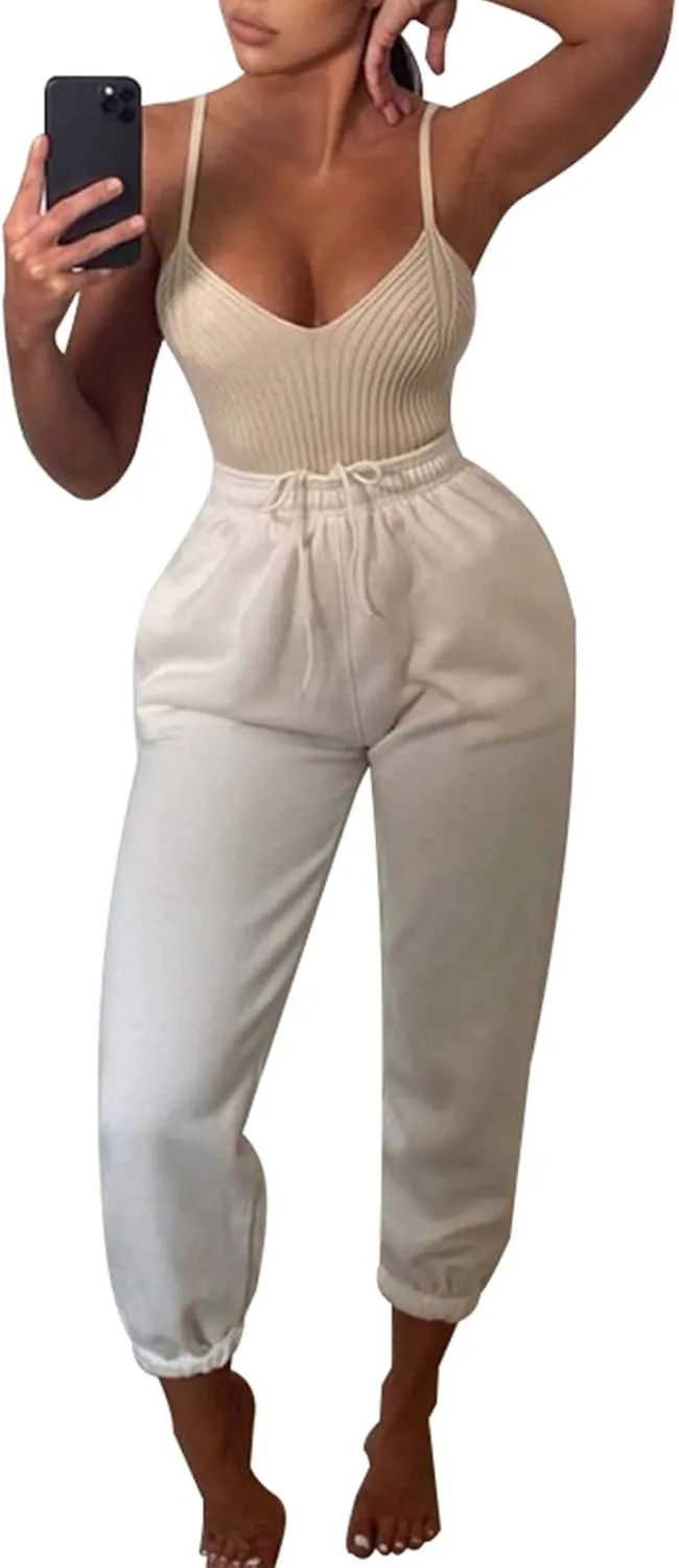 Sweatpants for Teen Girls,Women's High Waisted Joggers Summer Workout Baggy Yoga Pants Cinch Bottom Trousers