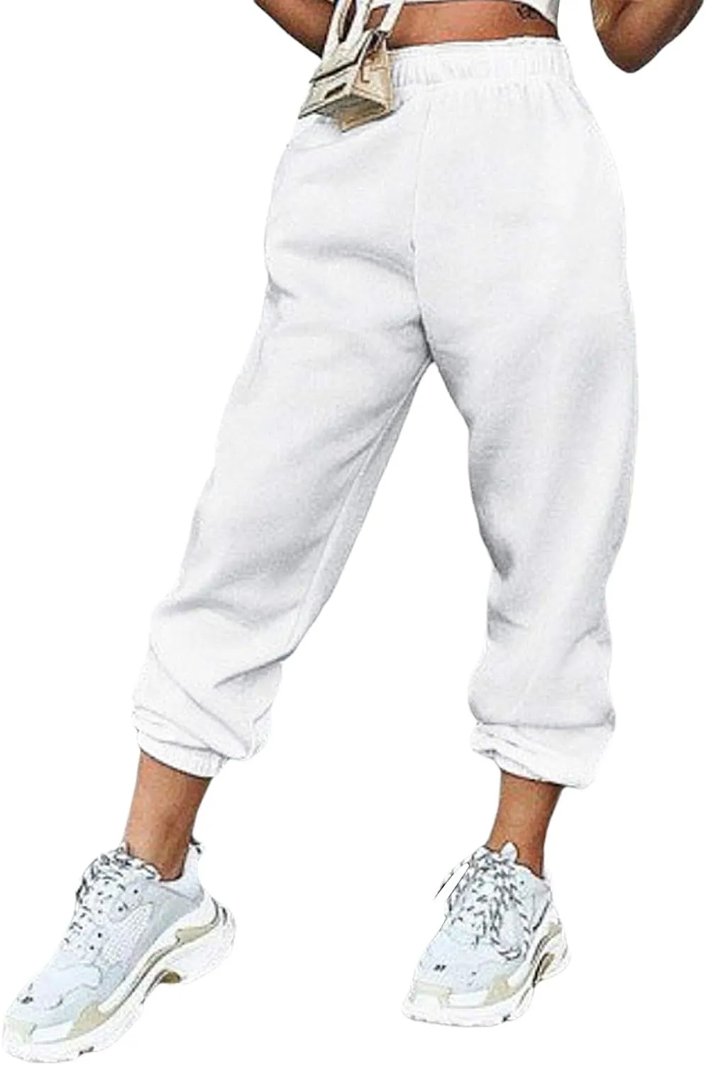 Sweatpants for Teen Girls,Women's High Waisted Joggers Summer Workout Baggy Yoga Pants Cinch Bottom Trousers