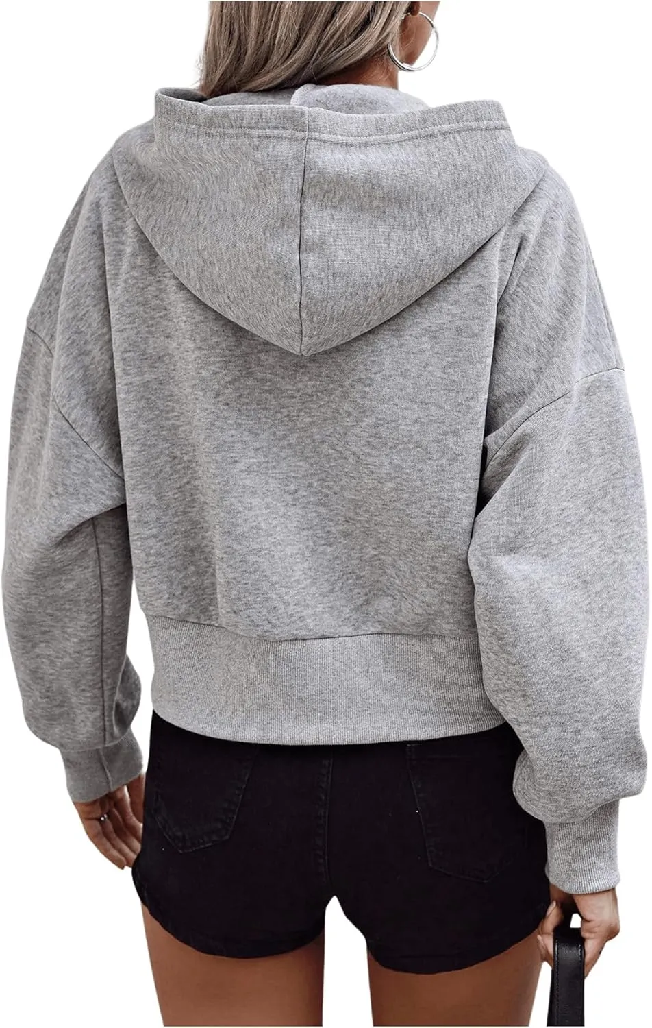 SweatyRocks Women's Oversized Zip Up Hoodies Solid Color Long Sleeve Sweatshirts with Pockets