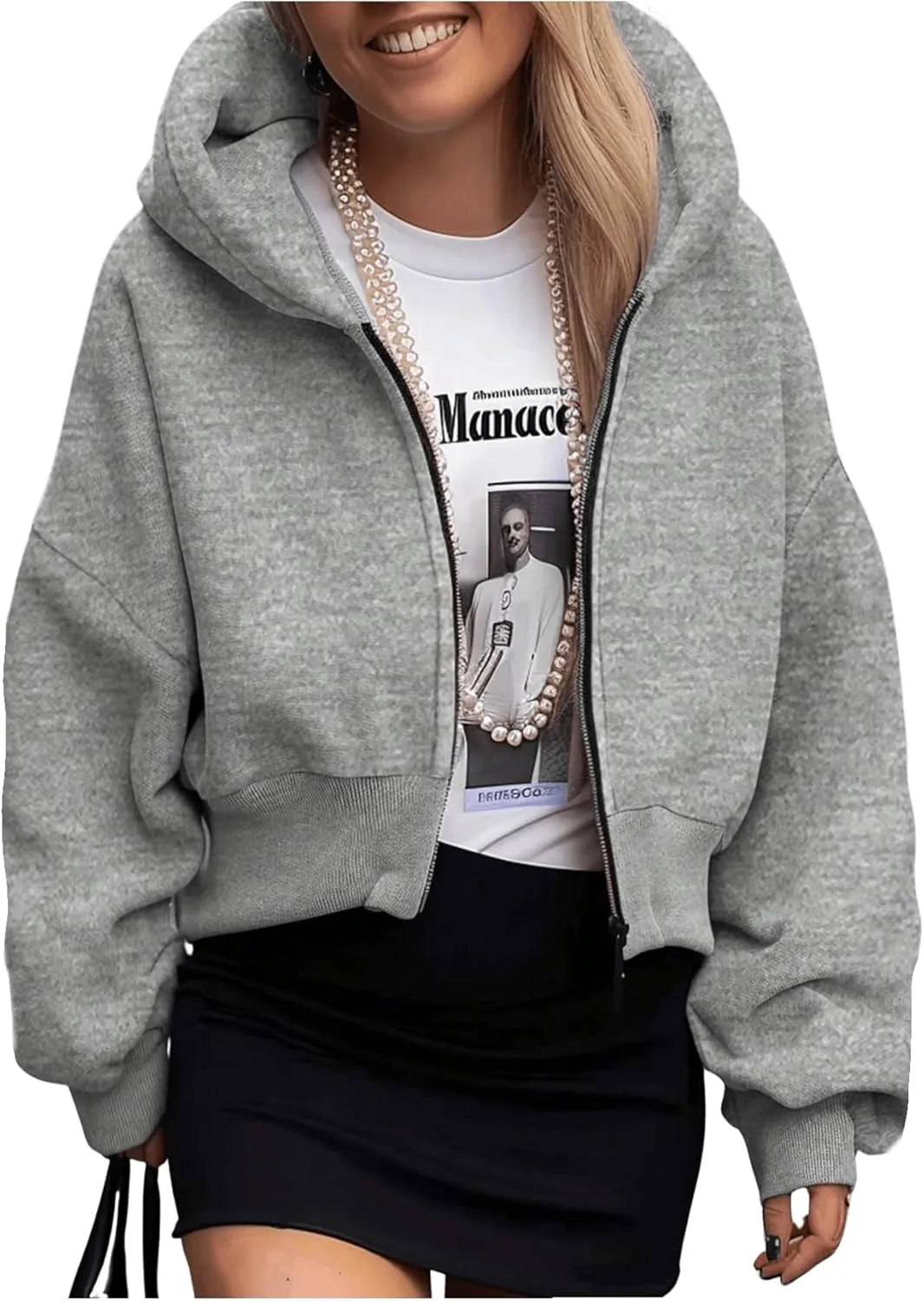 SweatyRocks Women's Oversized Zip Up Hoodies Solid Color Long Sleeve Sweatshirts with Pockets