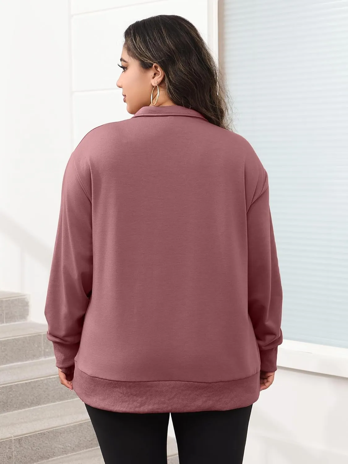 TAKEYAL Plus Size Sweatshirts for Women Pockets Half Zip Pullover Long Sleeve Oversized Drop Shoulder Y2K Clothes
