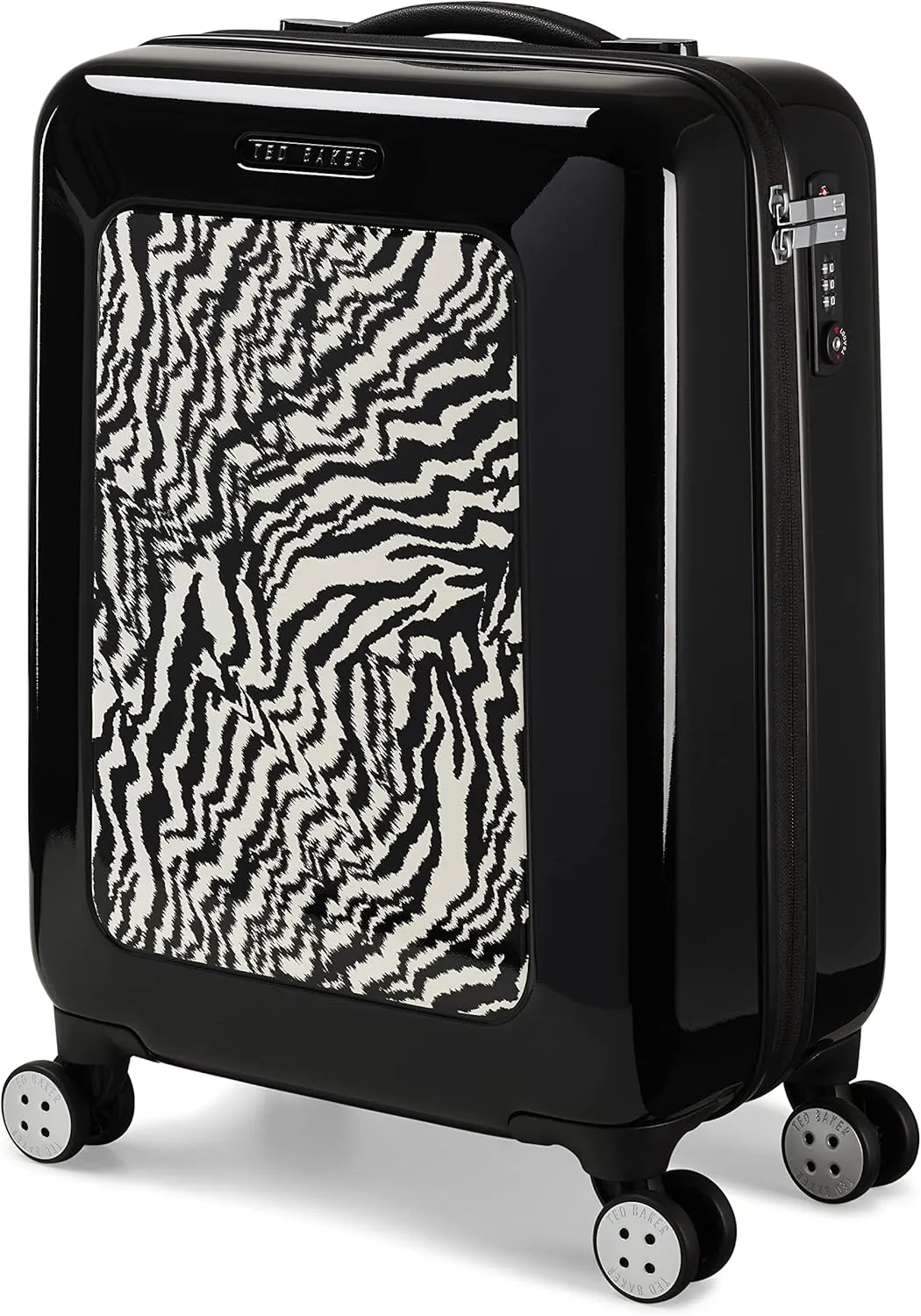 Ted Baker Women's Hardside Spinners, Black/White, Carry-On 21-Inch, Luggage