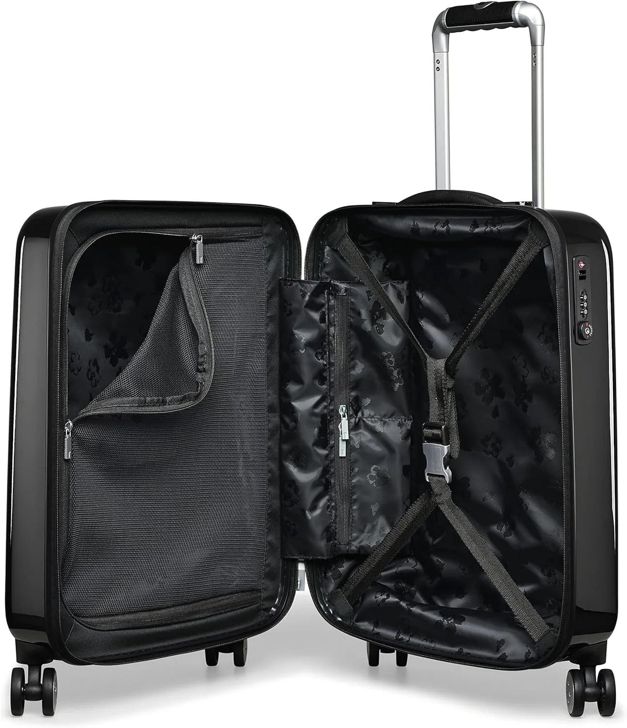 Ted Baker Women's Hardside Spinners, Black/White, Carry-On 21-Inch, Luggage