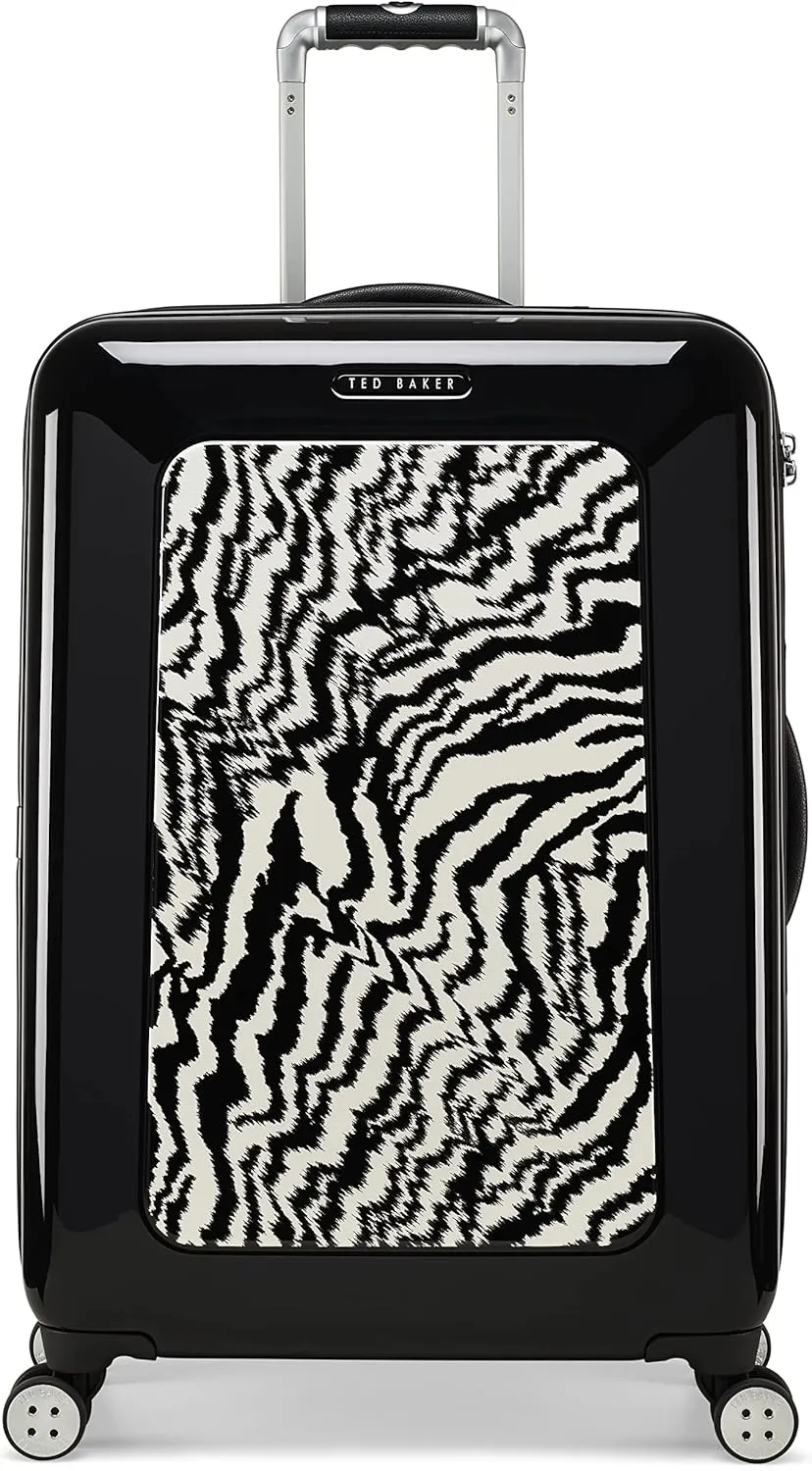 Ted Baker Women's Hardside Spinners, Black/White, Checked-Medium 27-Inch, Luggage