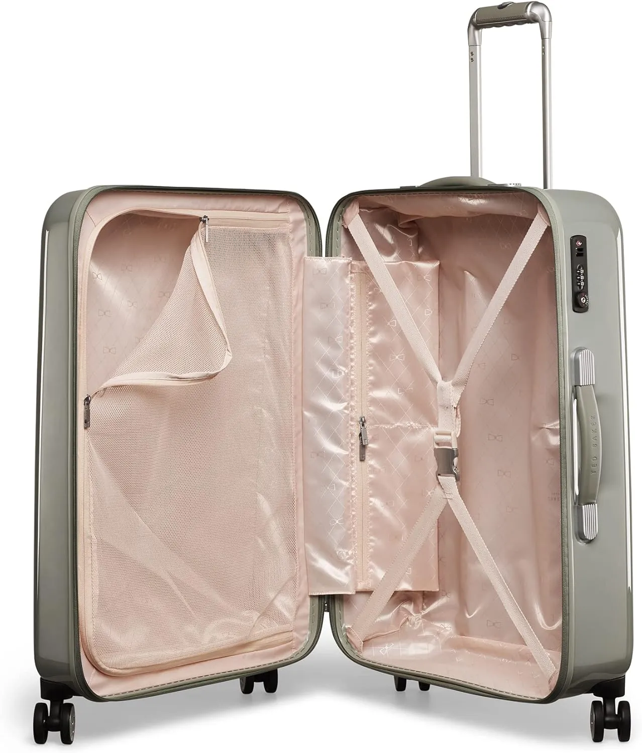 Ted Baker Women's Hardside Spinners, Green, Checked-Medium 27-Inch, Luggage