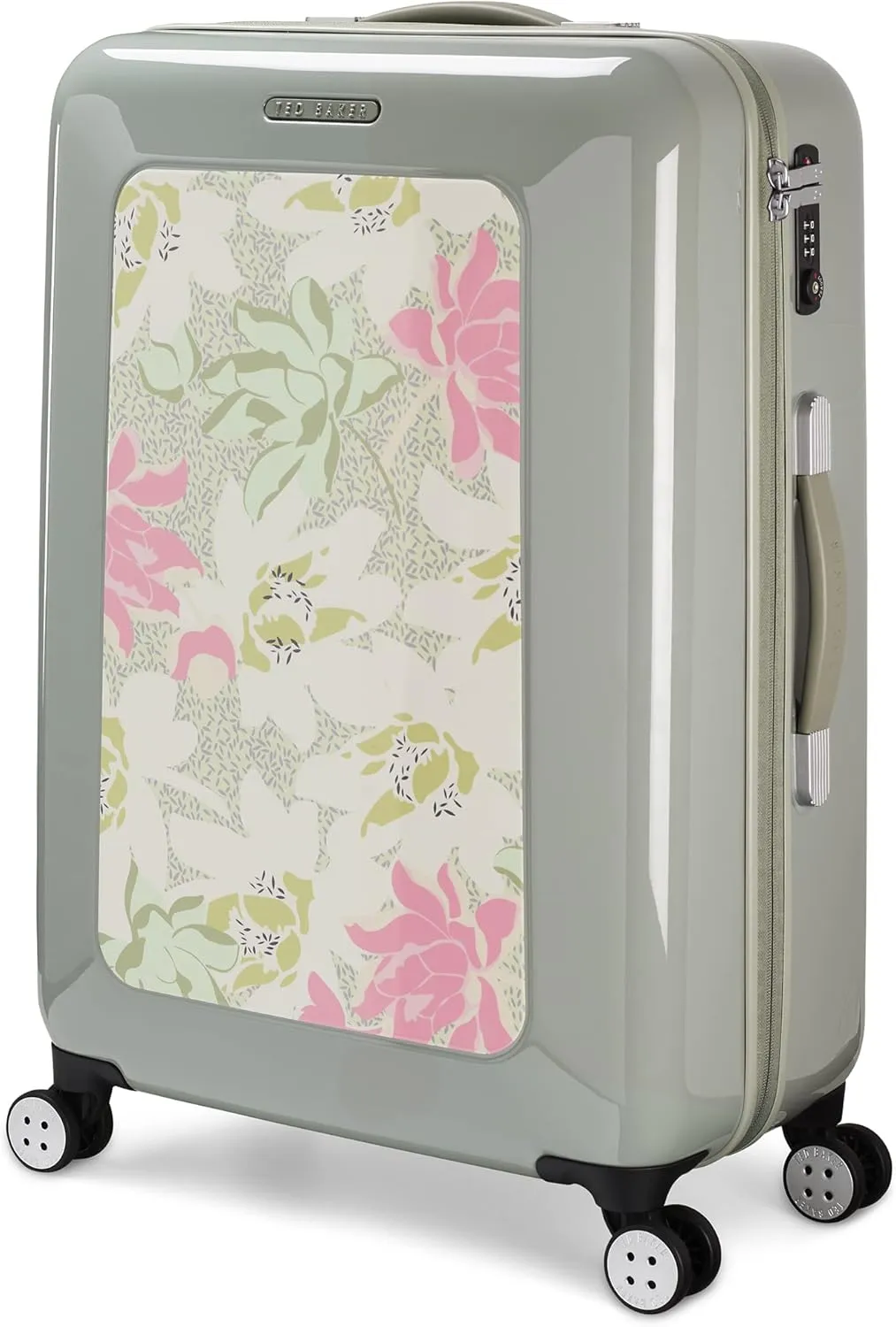 Ted Baker Women's Hardside Spinners, Green, Checked-Medium 27-Inch, Luggage