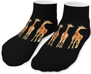 Three Giraffes Unisex Ankle Socks Low Cut Funny Print Athletic No Show Stocking