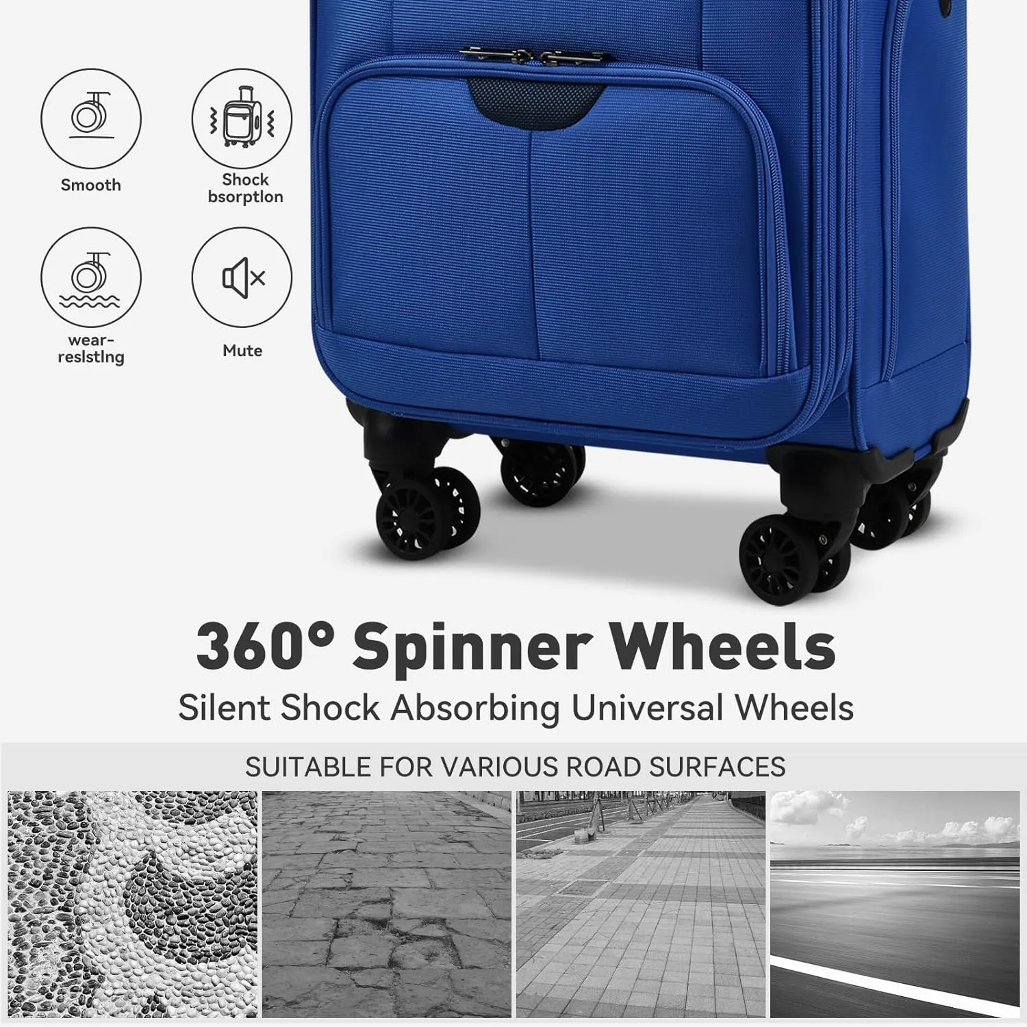 TIAWOLT 16 Inch Underseat Carry On Luggage Suitcase with Spinner Wheels Softside Lightweight Suitcases, Blue, Underseat 16-Inch, Softside Underseat Carry-on Luggage With Spinner Wheel