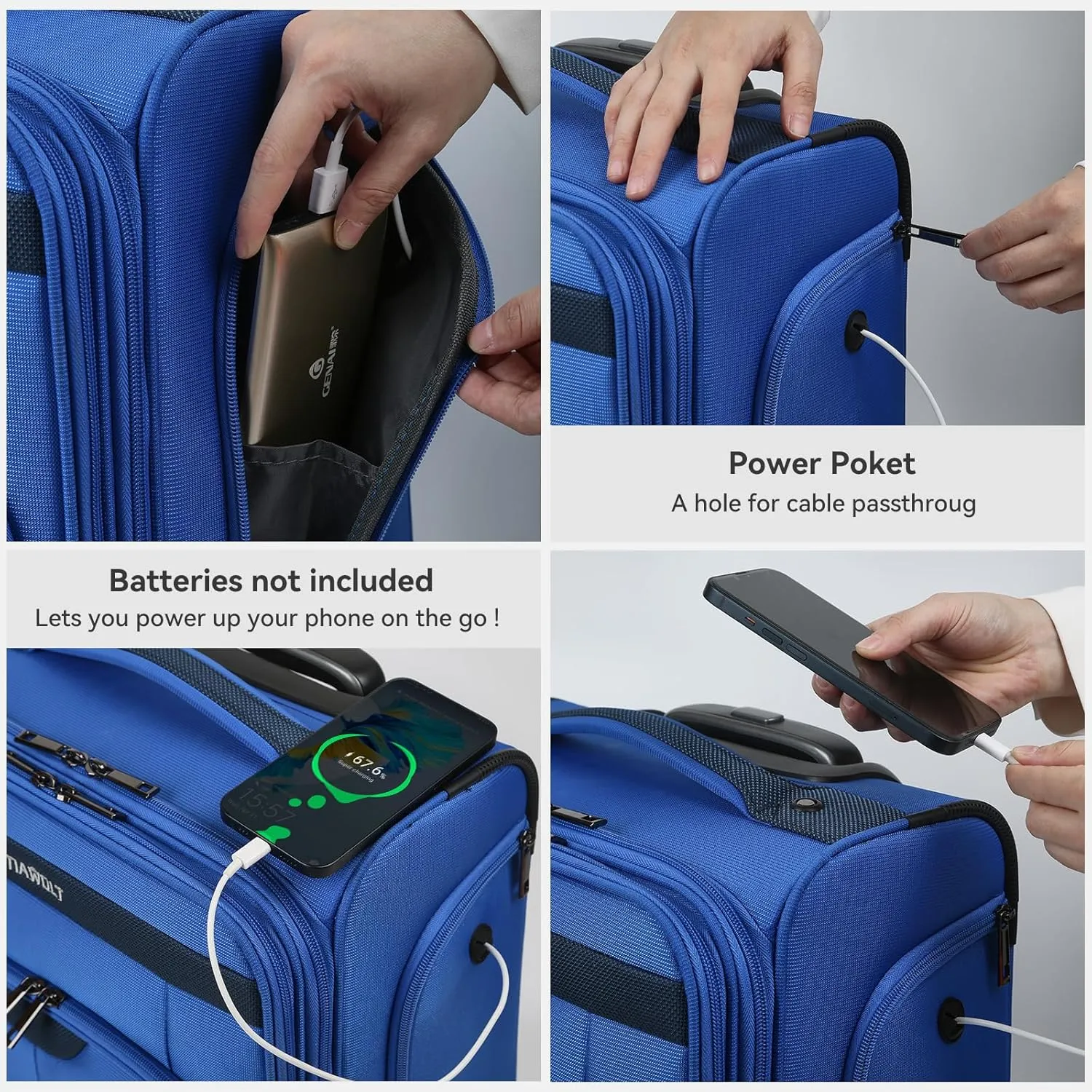 TIAWOLT 16 Inch Underseat Carry On Luggage Suitcase with Spinner Wheels Softside Lightweight Suitcases, Blue, Underseat 16-Inch, Softside Underseat Carry-on Luggage With Spinner Wheel