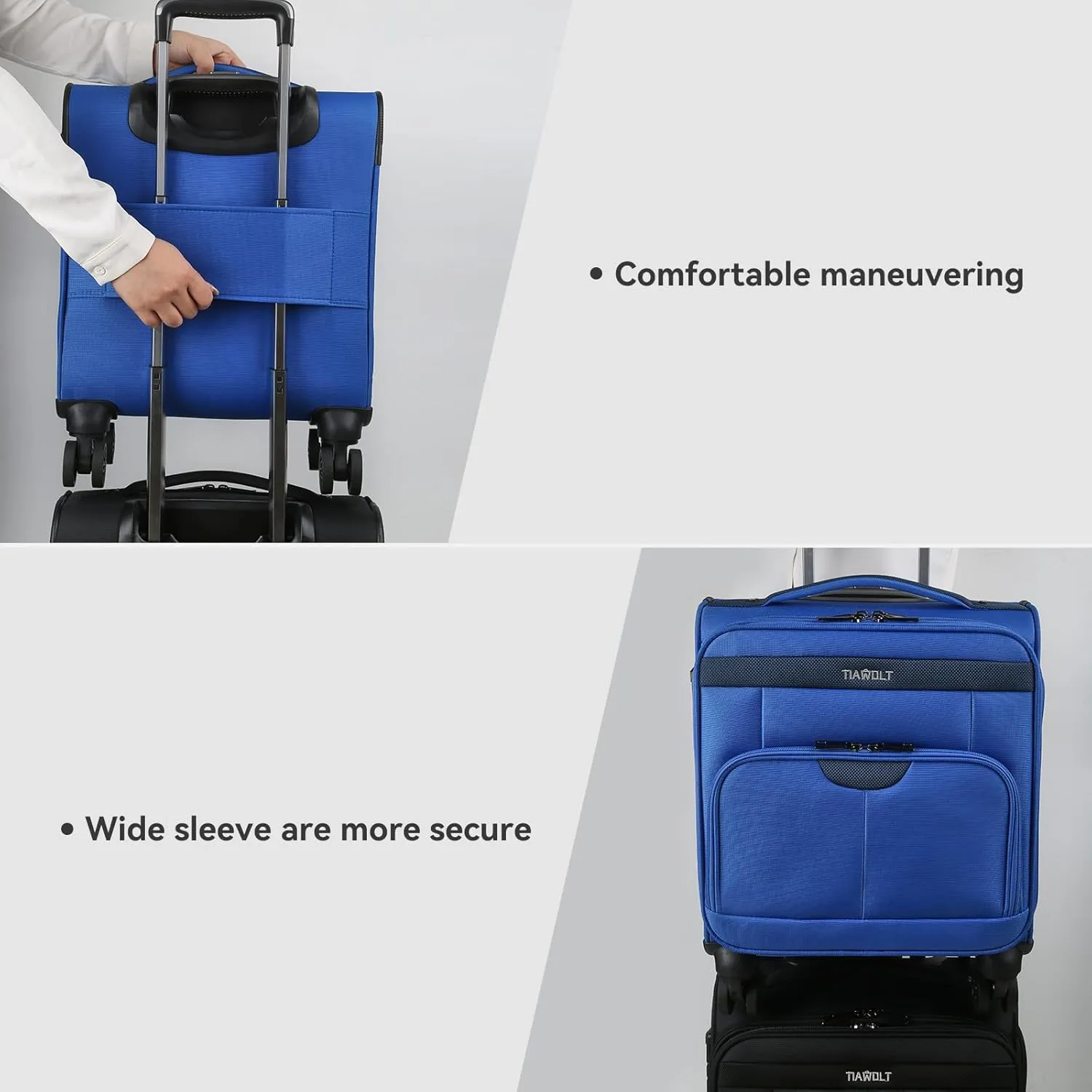 TIAWOLT 16 Inch Underseat Carry On Luggage Suitcase with Spinner Wheels Softside Lightweight Suitcases, Blue, Underseat 16-Inch, Softside Underseat Carry-on Luggage With Spinner Wheel