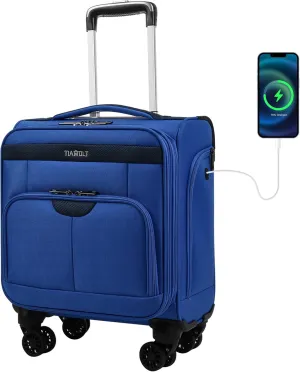 TIAWOLT 16 Inch Underseat Carry On Luggage Suitcase with Spinner Wheels Softside Lightweight Suitcases, Blue, Underseat 16-Inch, Softside Underseat Carry-on Luggage With Spinner Wheel