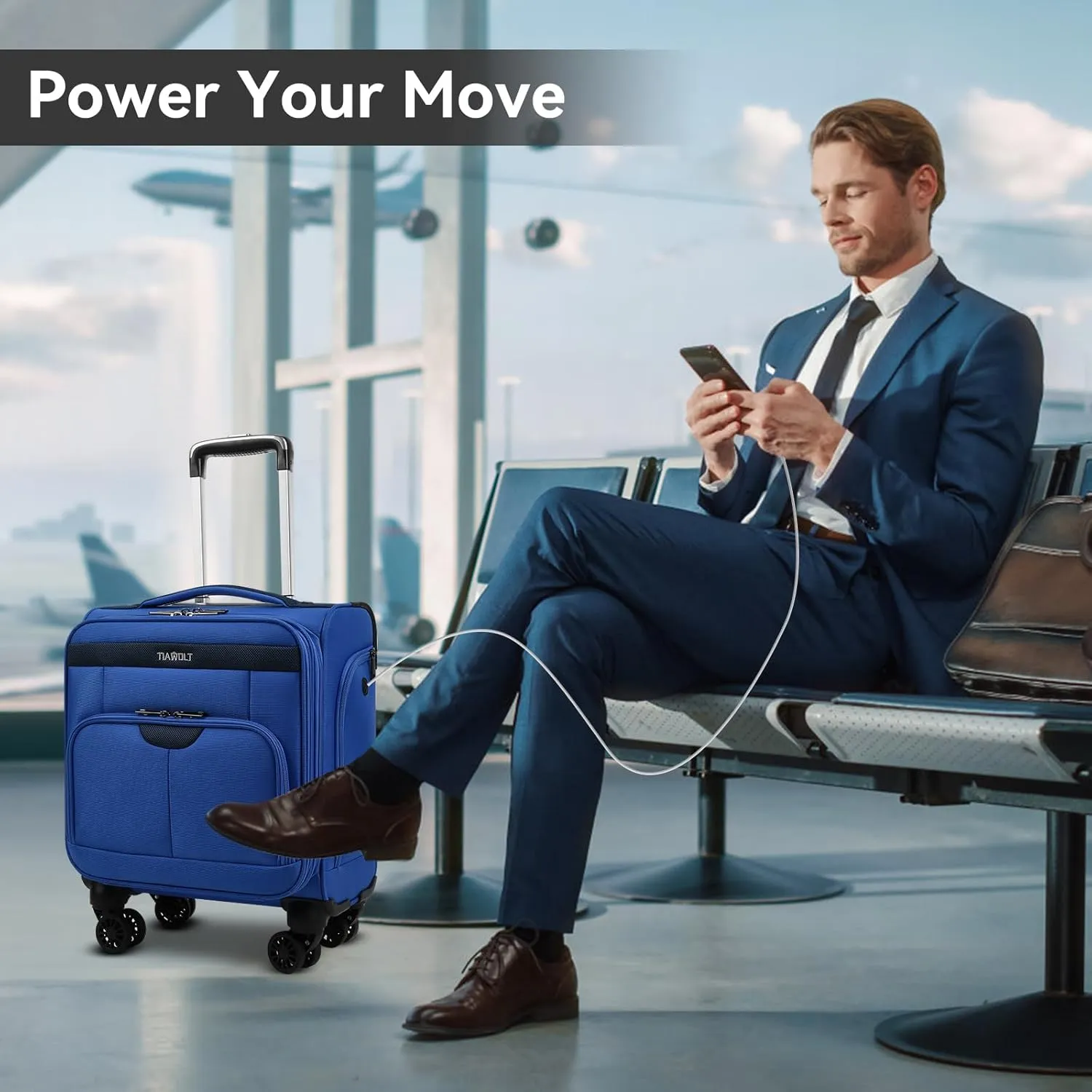 TIAWOLT 16 Inch Underseat Carry On Luggage Suitcase with Spinner Wheels Softside Lightweight Suitcases, Blue, Underseat 16-Inch, Softside Underseat Carry-on Luggage With Spinner Wheel