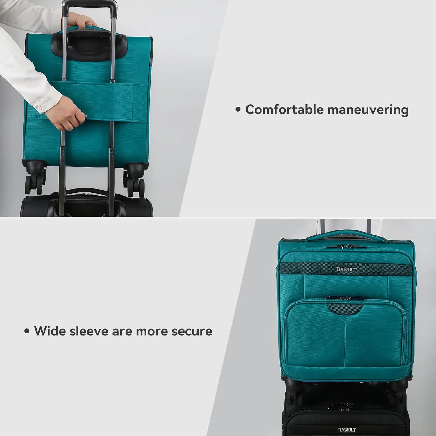 TIAWOLT 16 Inch Underseat Carry On Luggage Suitcase with Spinner Wheels Softside Lightweight Suitcases, Green, Underseat 16-Inch, Softside Underseat Carry-on Luggage With Spinner Wheel